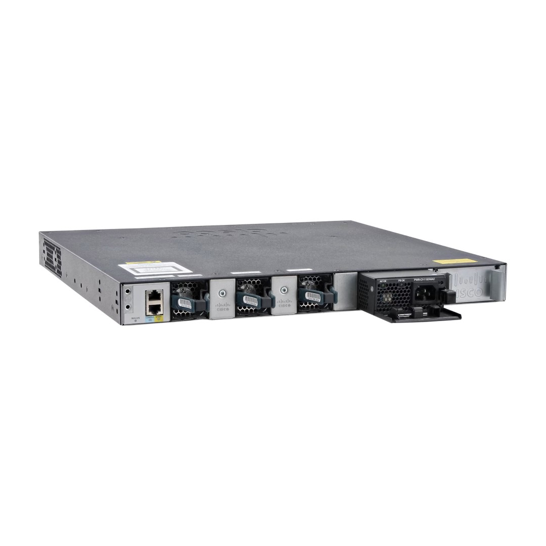 Cisco Catalyst 3650 Standalone with Optional Stacking 48 (36 10/100/1000 and 12 100Mbps/1/2.5/5/10 Gbps) Ethernet and 4x10G Uplink ports, with 1100WAC power supply, 1 RU, IP Base feature set