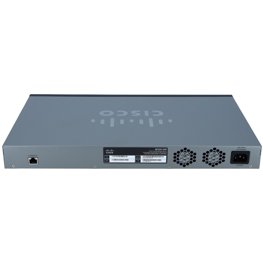 Cisco Small Business 220 Series SF220-24P Smart Switch, 24-Port 10/100 PoE+ with 180W power budget &amp; 2 Gigabit RJ45/SFP combo ports