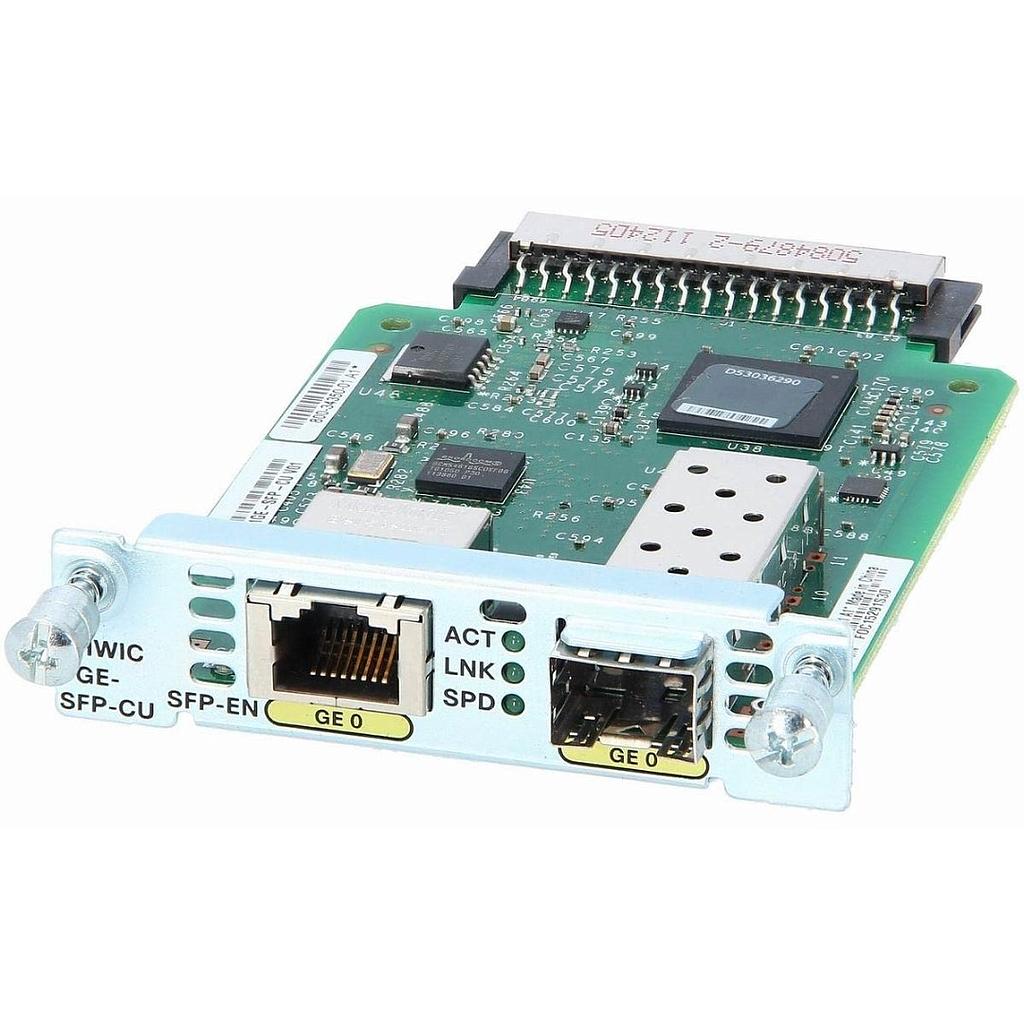 Cisco Enhanced HWIC, Dual Mode 1 port SFP/Copper SFP (100/1000 Mbps) or RJ-45 (10/100/1000 Mbps)