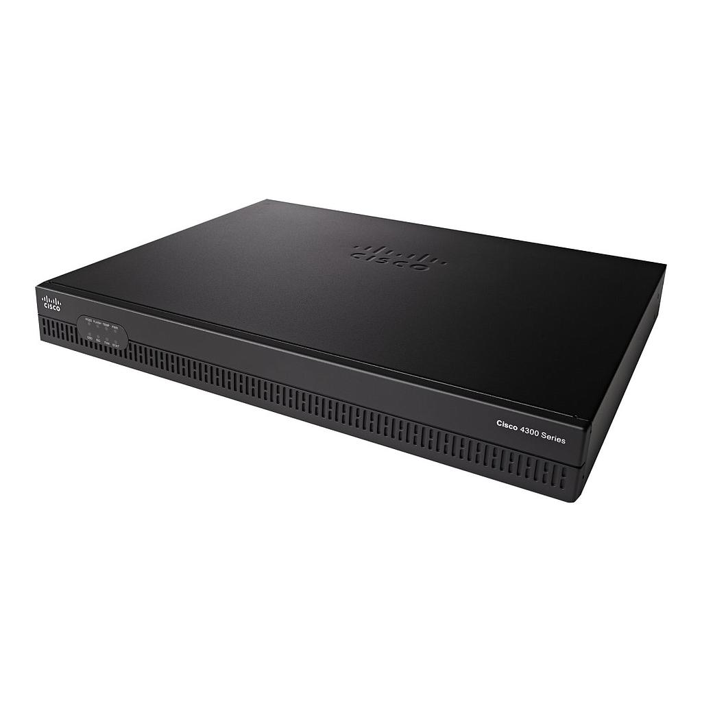 Cisco 4321 ISR with 2 onboard GE, 2 NIM slots, 1 ISC slot, 4 GB Flash Memory default, 4 GB DRAM default with Security (SEC) bundle