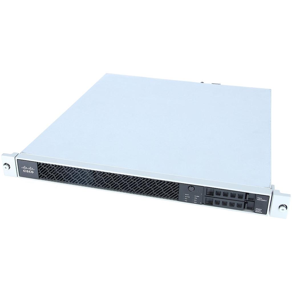 Cisco ASA 5545-X Firewall Edition; includes firewall services, 2500 IPsec VPN peers, 2 SSL VPN peers, 8 copper Gigabit Ethernet data ports, 1 copper Gigabit Ethernet management port, 1 AC power supply, Active/Active High Availability, 2 security contexts, 3DES/AES license