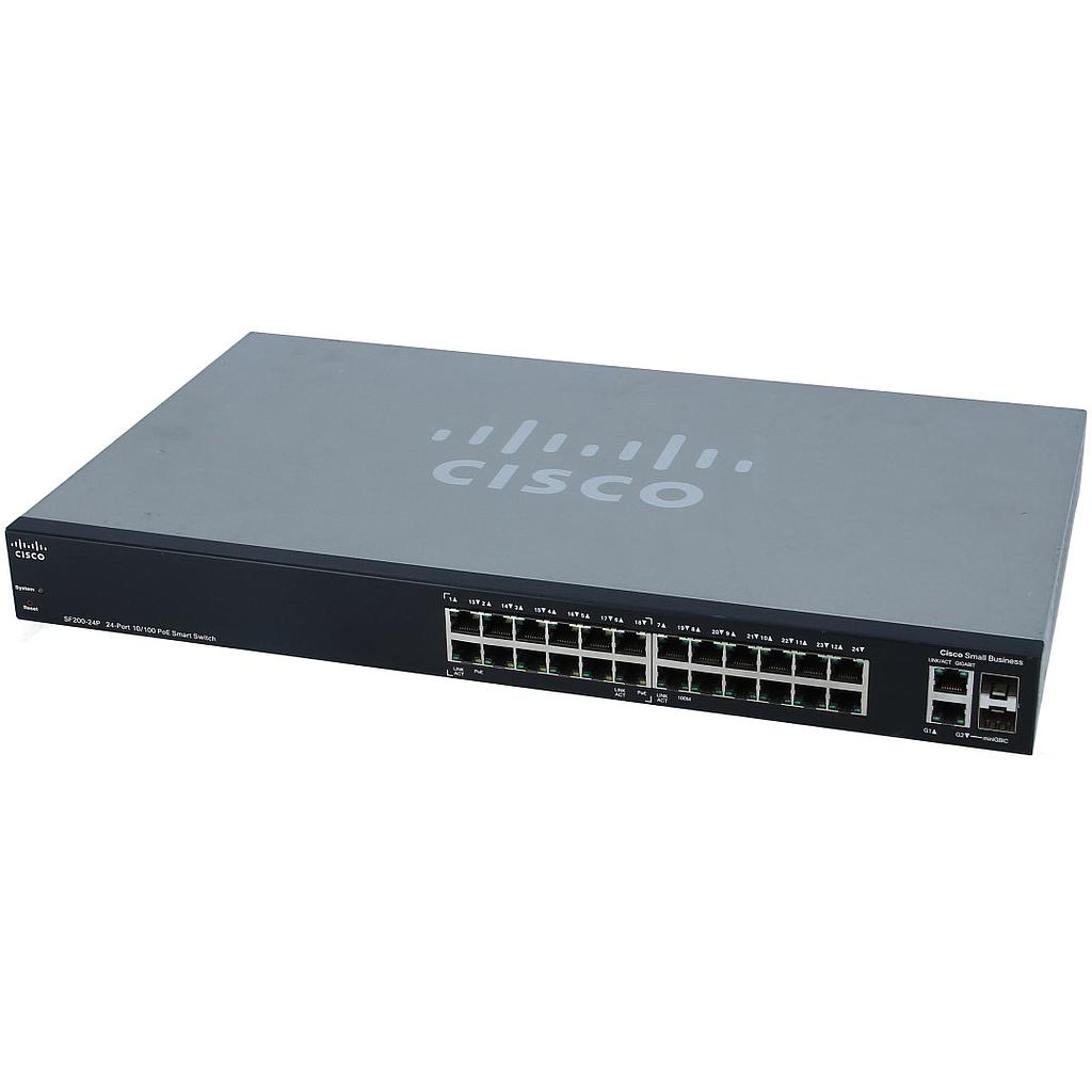 Cisco Small Business 200 Series SF200-24P Managed Switch, 24-Port 10/100 (12 PoE Ports) &amp; 4 Gigabit Ethernet (2 combo Gigabit RJ45 or SFP)