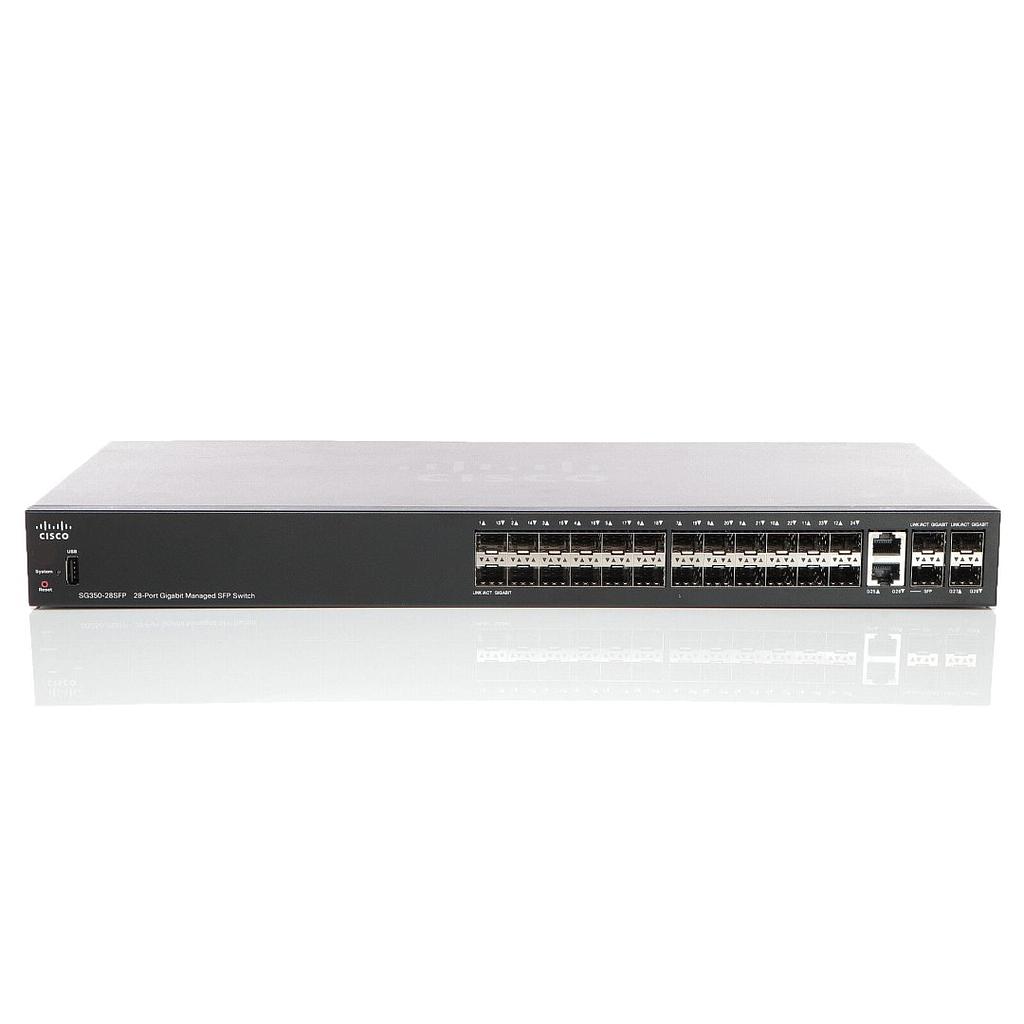 Cisco Small Business 350 Series SG350-28SFP Managed Switch, 24-Port Gigabit SFP, 2 combo copper/SFP Gigabit ports &amp; 2 Gigabit SFP ports for UK