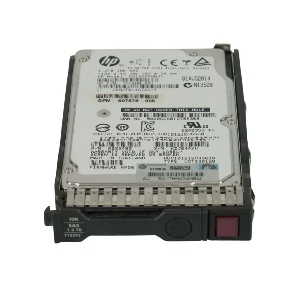 HPE 1.2TB 10K 2.5-inch SAS 6Gb/s DP SC Enterprise Hard Drive w/ caddy