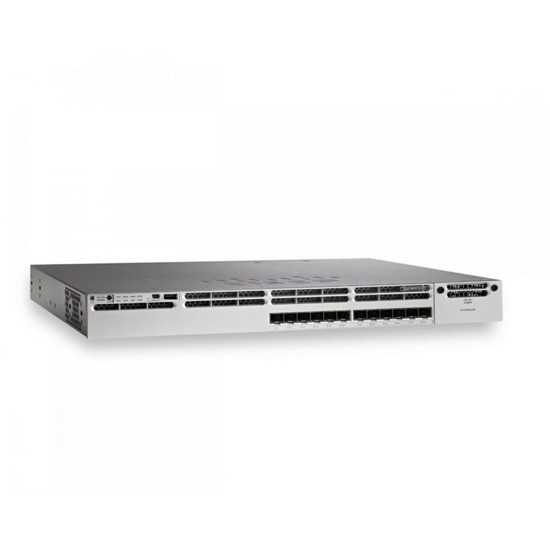 Cisco Catalyst 3850 Stackable 12 SFP+ Ethernet ports, with one 350WAC power supply  1 RU, IP Base feature set