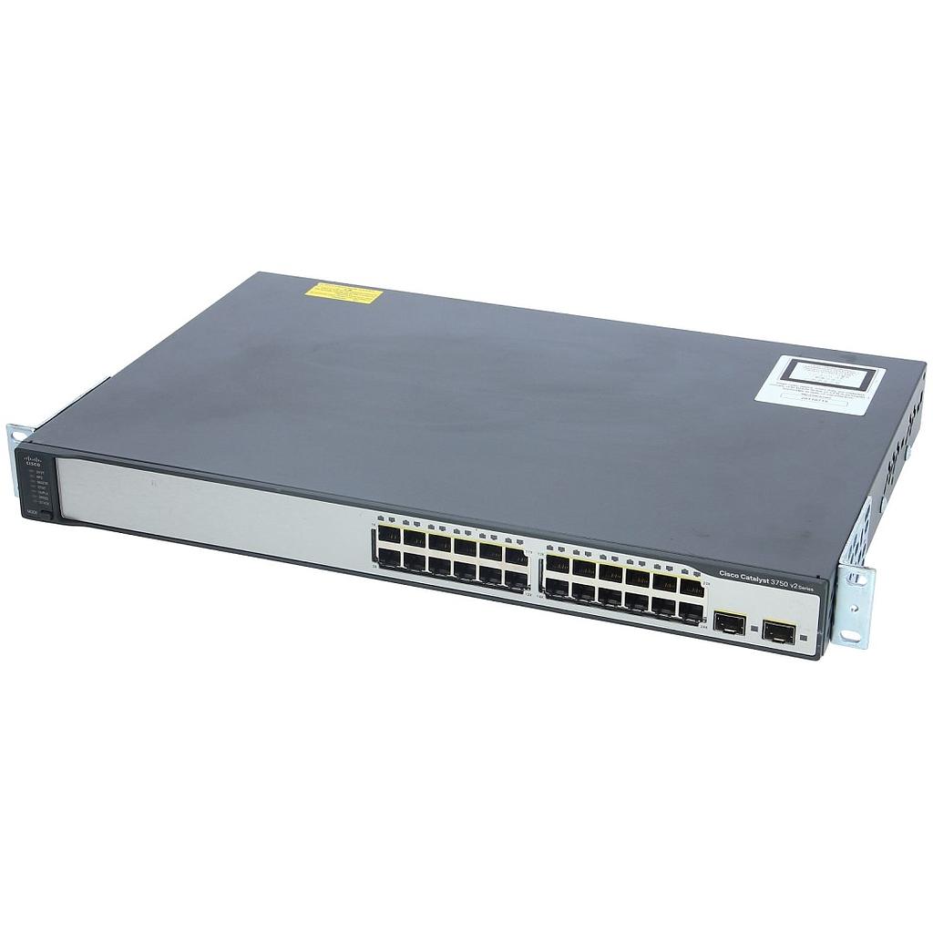 Cisco Catalyst 3750V2 24 10/100 ports and 2 SFP-based Gigabit Ethernet ports, IP Services software