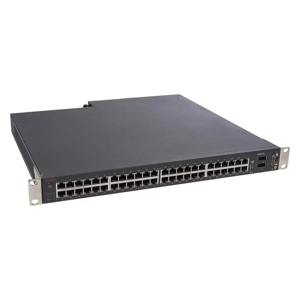 Avaya ERS 5650TD with 48 x 10/100/1000Base-T ports, plus 2 x 10GBase-XFP Uplink ports, and 600W AC Integrated Power Supply
