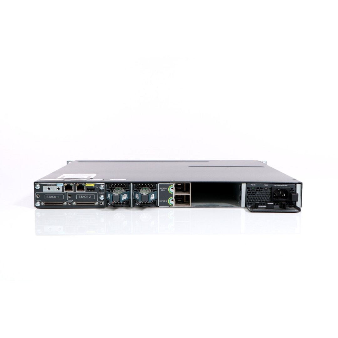Cisco Catalyst 3750X Stackable 48 10/100/1000 Ethernet UPOE ports, with one 1100W AC power supply 1 RU, IP Base feature set