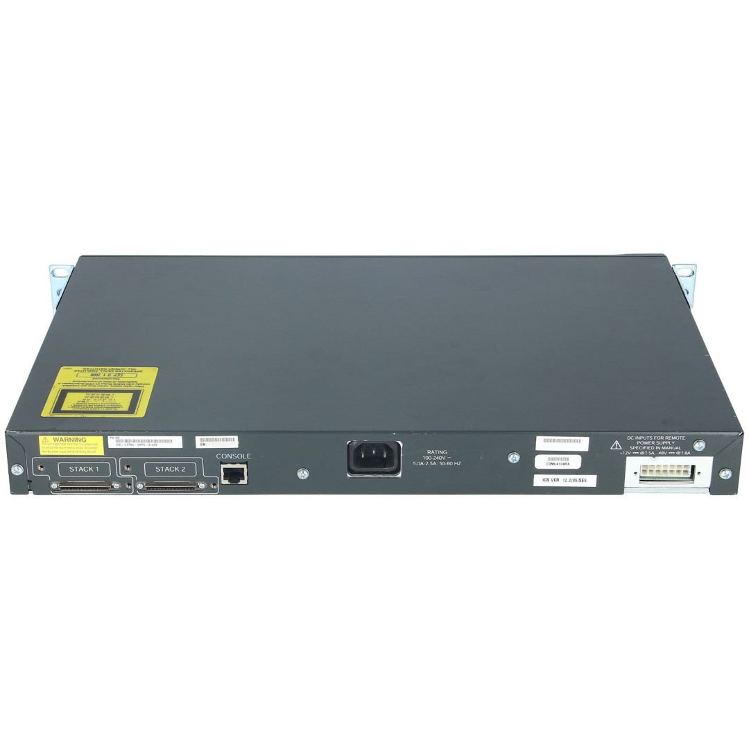 Cisco Catalyst 3750 Stackable 24 10/100 Gigabit Ethernet PoE ports & 2 1GbE SFP-based Uplink ports, IP Base software