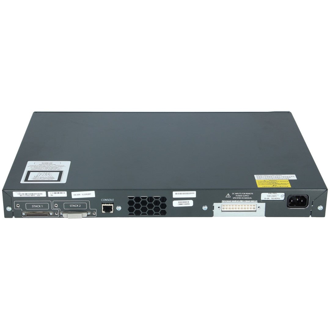 Cisco Catalyst 3750V2 Stackable 48 10/100Base-T PoE Ethernet ports & 4 SFP Uplink ports, IP Services software