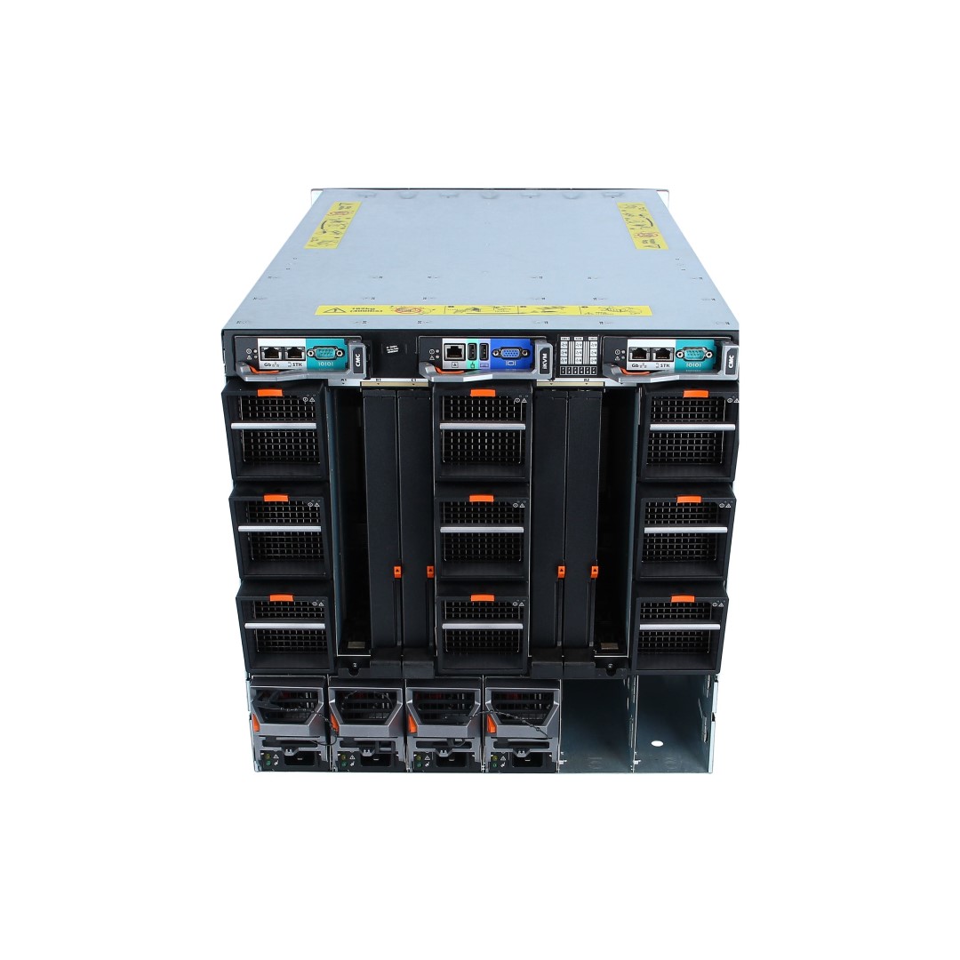 Dell PowerEdge M1000e 16 Slot Blade Chassis; 2x CMC Module; 6x Power supplies; 9x fans