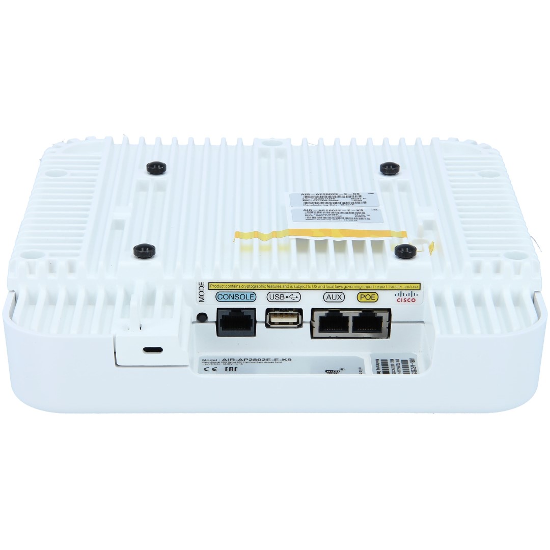 Cisco Aironet 2802E Access Point, Dual-band controller-based 802.11a/g/n/ac Wave 2, External Antennas; 2x 100/1000BASE-T autosensing (RJ-45), E Regulatory Domain
