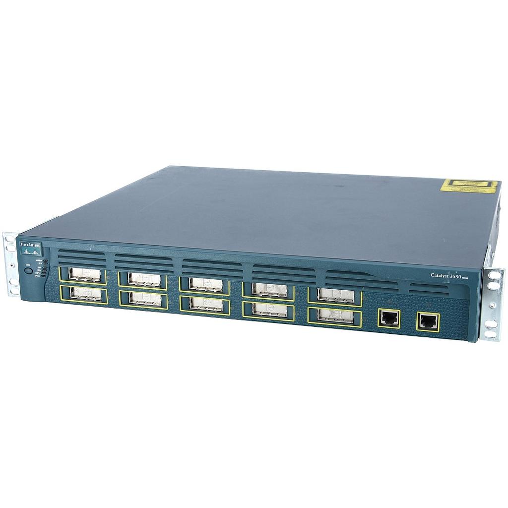 Cisco Catalyst 3550 Stackable 10 GBIC-based Gigabit Ethernet ports & 2 10/100/1000BASE-T ports, Enhanced Multilayer Image software