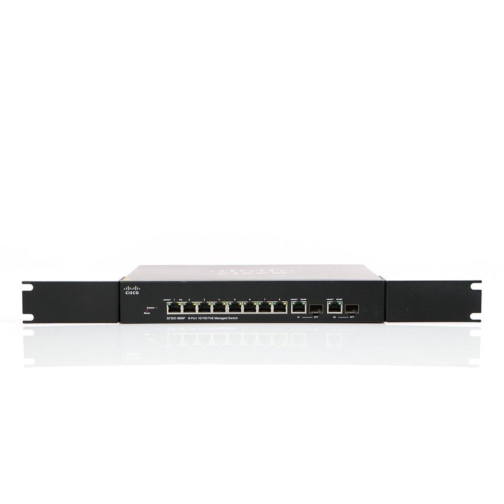 Cisco Small Business 300 Series SF302-08MP Managed Switch, 8-Port 10/100 Maximum PoE & 2 combo mini-GBIC ports