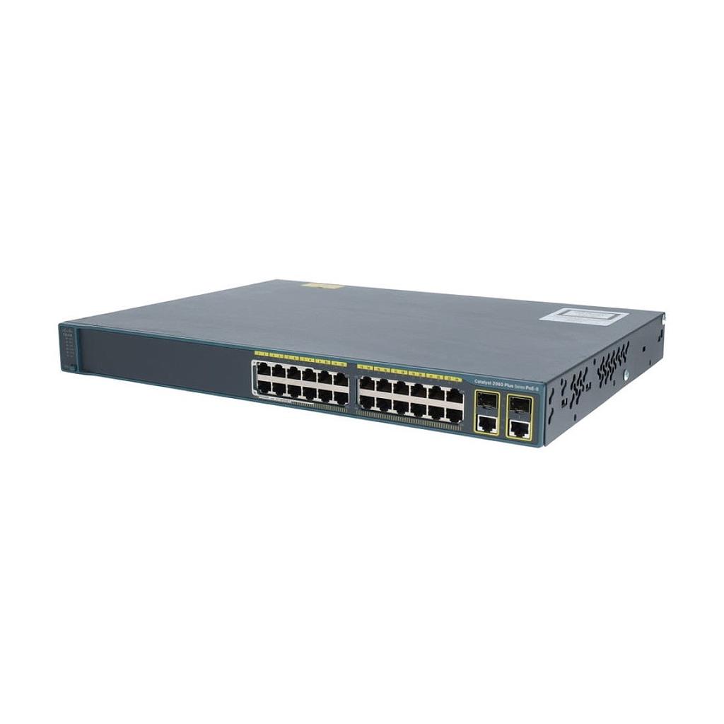 Cisco Catalyst 2960 Plus 24 10/100 (8 PoE) Ethernet Interfaces & 2 SFP or 2 1000BASE-T RJ45 uplink interfaces, LAN Base Image