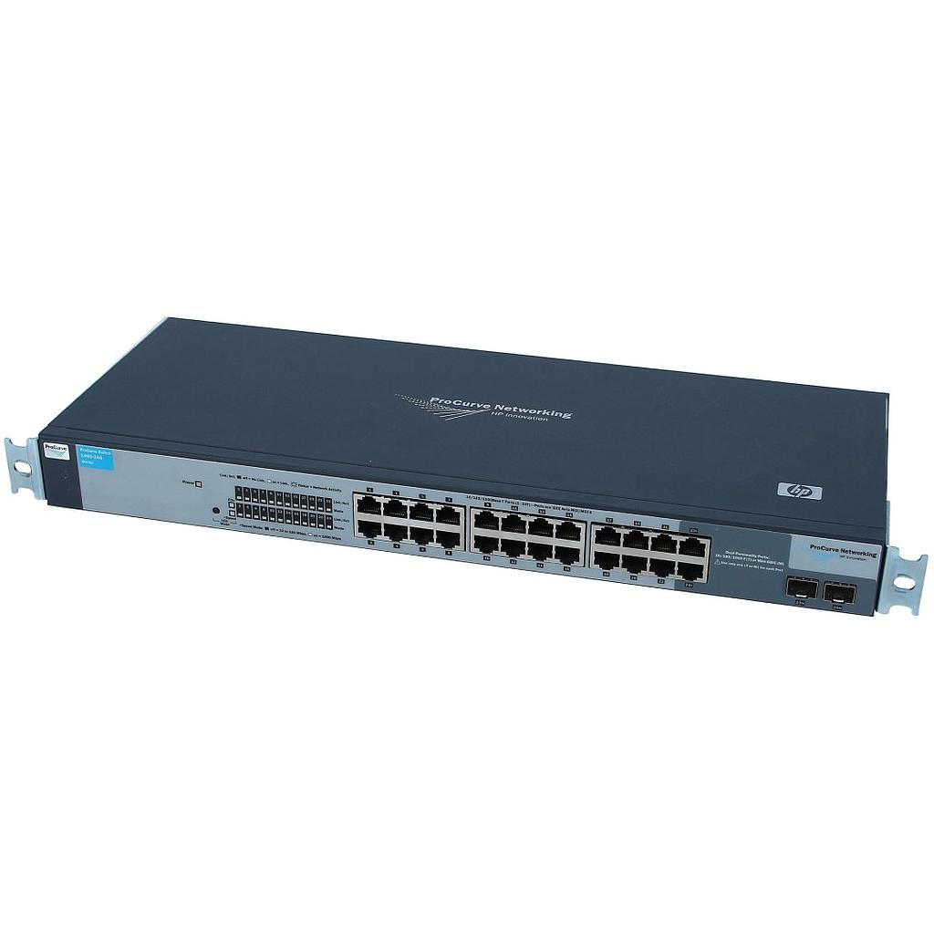 HP ProCurve 1400-24G Switch, 22 auto-sensing 10/100/1000 ports & 2 dual-personality ports (10/100/1000 RJ-45 or SFP)