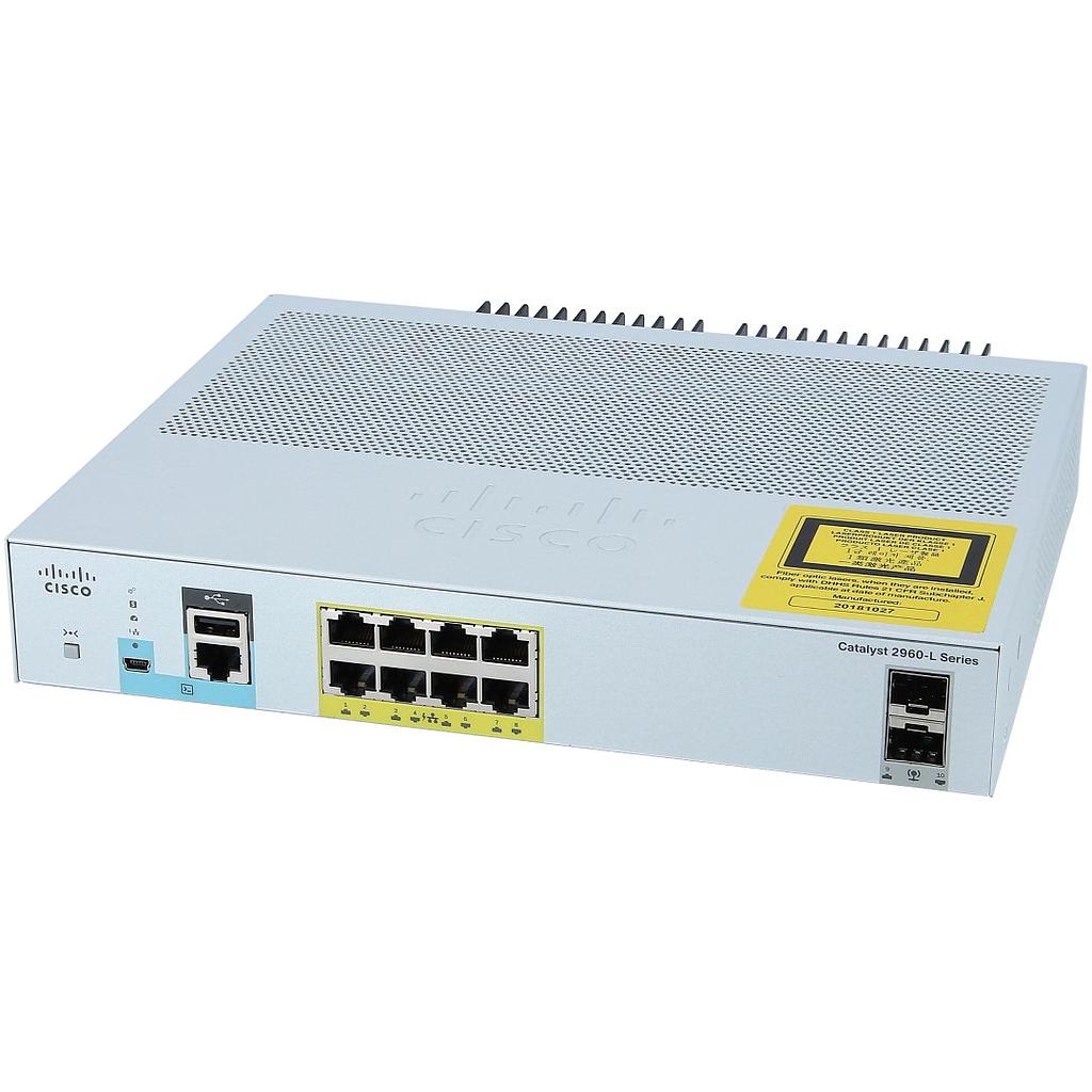 Cisco Catalyst 2960-L 8 port 10/100/1000 Ethernet PoE+ ports, 2 x 1G SFP Switch